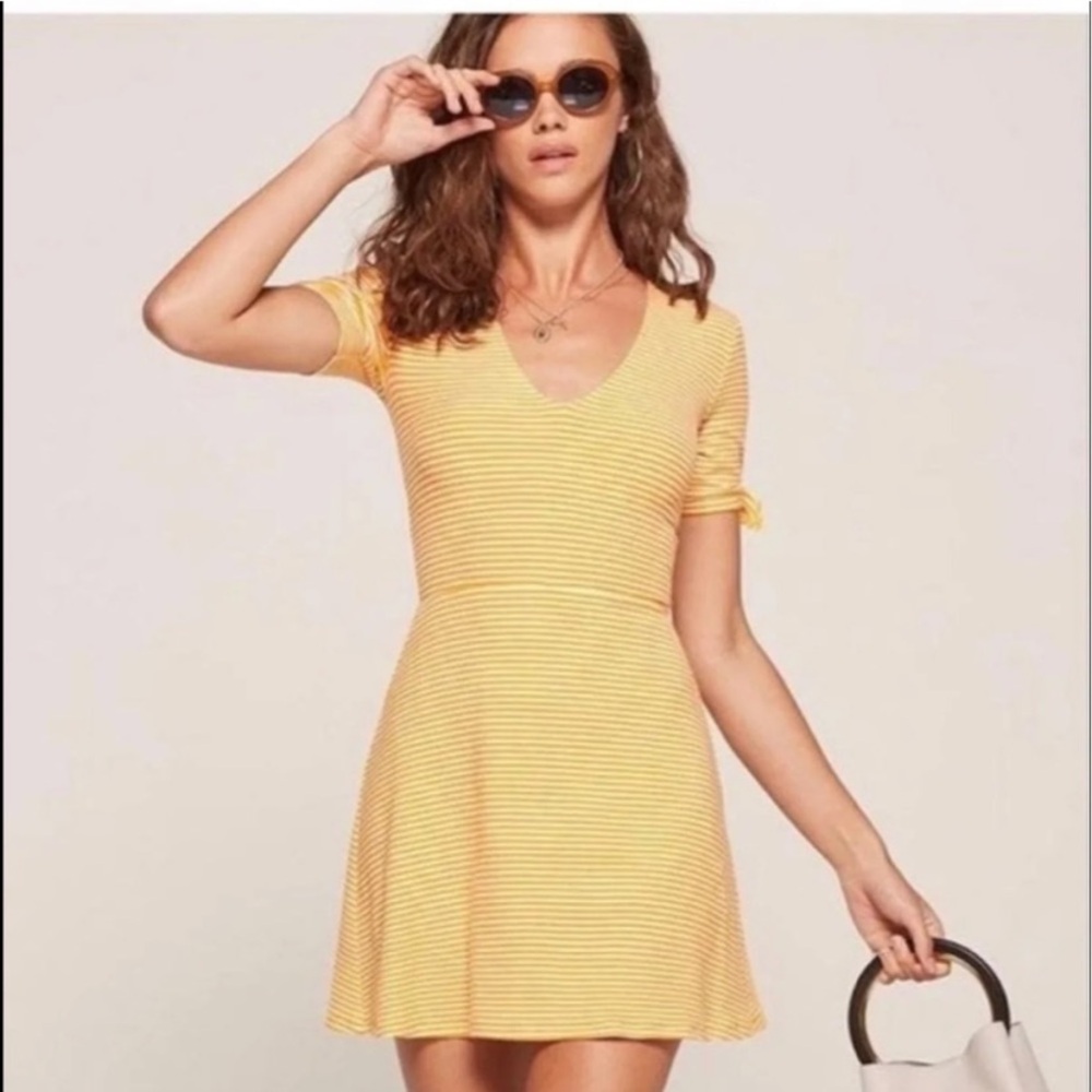 Reformation Yellow Striped Mini Dress
